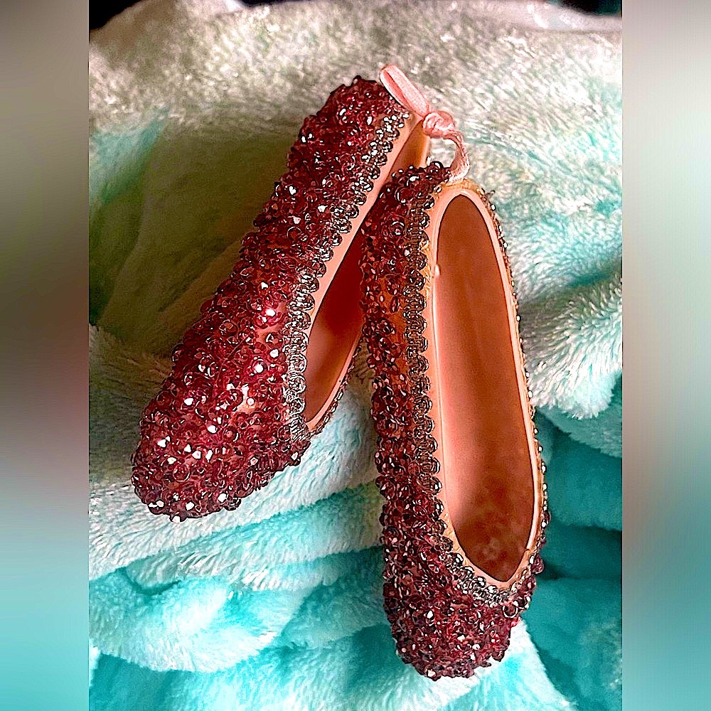 Sequin beaded glitter miniature ballet slipper RARE holiday ornament VTG decor